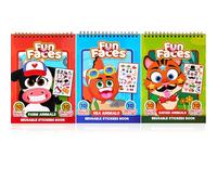 JOYIN Libri di adesivi riutilizzabili Make-a-Face 3-Pack (Safari, Fattoria, Animali marini), Adesivi per bambini - Giocattoli da viaggio Pad attività per bambini di età compresa tra 4-8 (30 scene)
