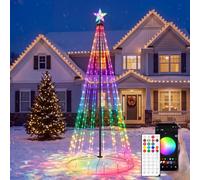 JOYIN Luci per albero di Natale a cono RGB da 2,8 m con app multicolore illuminata decorazione per esterni, telaio in ferro di plastica, colori 16 m, 27 modalità di scena timer musicale, decorazione