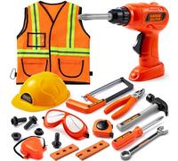 JOYIN Operaio Edile Costume Muratore Giochi di Ruolo Giochi di Giocattoli Set per Bambini di 3-6 anni, Grande Regalo Giocattolo Educativo per Natale e compleanno Orange