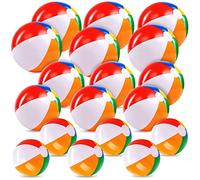 JOYIN Palloni da spiaggia arcobaleno (confezione da 18), giocattoli gonfiabili per piscina per giochi d'acqua estivi, set combinato di forniture per feste di compleanno per bambini