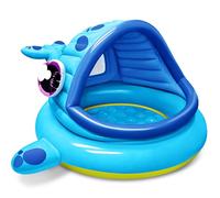 JOYIN Piscinetta Gonfiabile con Parasole per Bambini 137 x 142 x 71cm Balena Piscina Bambini con Baldacchino, Galleggiante da nuoto Giocattoli per feste di nuoto