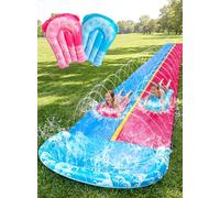 JOYIN Scivolo d'Acqua da 32,5 piedi/990.6cm con 2 Tavole gonfiabili, Scivolo Extra Lungo e Resistente con irrigatore, Giocattolo Estivo per Bambini e Adulti, Blu, Rosa