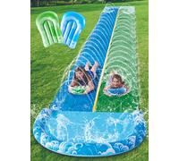 JOYIN Scivolo d'Acqua da 32,5 piedi/990.6cm con 2 Tavole gonfiabili, Scivolo Extra Lungo e Resistente con irrigatore, Giocattolo Estivo per Bambini e Adulti, Blu, Verde