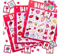 JOYIN Set da Bingo per San Valentino da 28 Giocatori, Carte da Gioco per Bambini, Giochi di Carte per Feste, Giochi