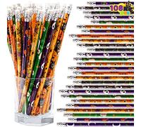 JOYIN Set di 108 matite per Halloween con gomme da cancellare, in 12 disegni, diverse matite in legno colorate, per Halloween, per bambini, feste di Halloween, articoli da regalo