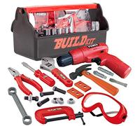 JOYIN Set di 19 attrezzi per bambini, giocattolo elettrico per bambini con scatola degli attrezzi da costruzione e trapano elettronico per bambini, regalo di compleanno all'aperto in età prescolare