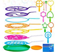 JOYIN Set di 24 Bacchette per Bolle Giganti da 53 cm per Esterno, per Attività Estive per Bambini, 18 Bacchette per Bolle Giganti con Vassoio (30 cm), 6 Flaconi da 12 ML di Soluzione per Bolle.
