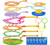 JOYIN Set di bacchette a bolle con soluzione di bolle da 473 ML Diametro 25 CM Bacchette colorate a bolle grandi per bambini Giochi al coperto e all'aperto Feste a tema d'estate e di compleanno