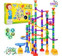 JOYIN - Set di Giocattoli in Marble Run (170 Pezzi), Giocattoli da Costruzione Costruzione, Giocattolo educativo per Costruzione (120 Pezzi in plastica + 50 Marmi di Vetro)