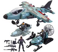 JOYIN Set di Giocattoli Militari, Giocattolo Aereo Militare, Gioco di Finzione Aereo da Combattimento con Soldatini Giocattolo, Action Figure di uomini Dell'esercito, Motoslitta, Kayak