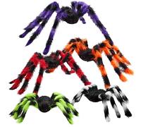 JOYIN Set di ragni colorati per Halloween (5 pezzi), accessori di scena a strisce giganti, ragni spaventosi con diverse misure, per Halloween, interni ed esterni, feste