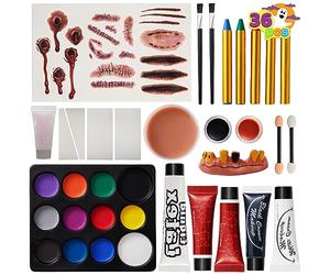 JOYIN Set trucco per Halloween da 36 pezzi Pacchetto per feste in famiglia all-in-one Easy On Easy Off set per Halloween Party Suppiles