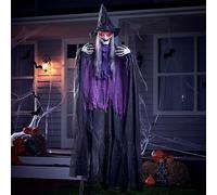 JOYIN Strega parlante animata da appendere con occhi luminosi, suono raccapricciante, strega appesa attivata dal suono per Halloween, decorazioni per interni ed esterni, oggetti di scena per casa