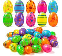 JOYIN Toy 72 pz uova di plastica stampato luminoso di pasqua 2 3/8" di altezza per pasqua hunt, basket stuffers fillers, accessori per la casa premio aula, riempimento e tratta favore del partito