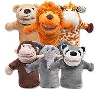 JOYIN Zoo amici Burattini di animali da mano con peluche a bocca aperta mobile (confezione da 6) per giochi fantasiosi