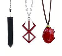 Joyincoser 3 collane Brand of The Sacrifice accessori catena portachiavi ciondolo Griffith uovo del re decorazione da tavolo Prop fan Halloween, misura unica, Resina, No