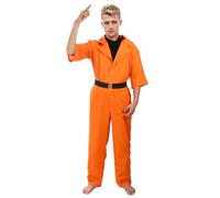 Joyincoser Costume da prigioniero arancione da uomo per adulti, tuta da prigione, detenuto, tuta da criminale, tuta arancione da prigioniero, cintura da prigioniero, regalo per Halloween, feste
