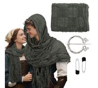 Joyincoser Mantello medievale vichingo, da uomo e da donna, vintage, con cappuccio, con spilla vichinga, per feste in costume, Halloween, feste, carnevale, verde abete