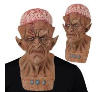 Joyincoser Maschera da zombie per adulti spaventoso alieno e vecchio uomo maschera con cervello sanguinoso aperto per Halloween festa horror Carnevale e cosplay