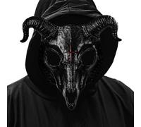 Joyincoser Maschera spaventosa con corno d'Ariete, horror, realistici, con ossa di capra, per Halloween, mostri, cosplay, carnevale