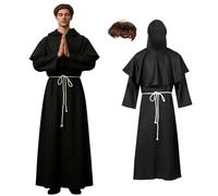 Joyincoser Renaissance Costume da monaco da uomo con cappuccio e cintura a croce, per Halloween, carnevale, cosplay, medievale, LARP (2XL)