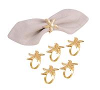 Joyindecor Set di 6 portatovaglioli a forma di stella marina, porta tovaglioli, per feste a tema spiaggia, matrimoni, feste e decorazioni per tavolo da pranzo (dorato)