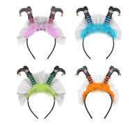 JoyinTcos 4 cerchietti per capelli a forma di mago per Halloween, con piedi da strega, per carnevale, feste di Halloween, cosplay