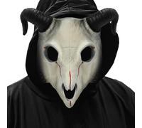 JoyinTcos Maschera unisex con teschio di capra bianca gotica testa di capra maschera teschio animale costume di carnevale a tema animale accessori per feste a tema animale, spettacoli di scena per