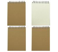 JOYISEN Quaderno Appunti 4 pezzi A6 Quaderni a Spirale Quadretti 80 Fogli/160 Pagine Kraft Block Notes Blocco di disegno del blocco di scrittura del diario dell'ufficio e della scuola (Beige)