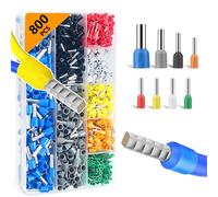 JOYIT Set di Manicotti per Cavi da 800 Pezzi, Manicotti per Cavi da 0,5 mm² 6 mm², Manicotti per Cavi Isolati 22-10 AWG, Assortimento di Manicotti per Cavi per il Collegamento dei Cavi