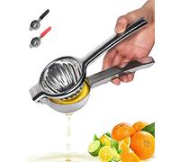 JOYIT Spremi Limone Manuale - Spremiagrumi Manuale in Acciaio Inossidabile, Spremi Lime con Tutti Gli Agrumi,Manico in Silicone, Anticorrosivo, Lavabile in Lavastoviglie (Argento)