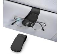 JOYIT Supporto per Occhiali da Sole per Auto, in Vera Pelle, Supporto Magnetico per Occhiali da Sole, Universale, Clip per Biglietti