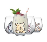 JoyJolt Disney Winnie the Pooh Exploring a Classic Bicchieri senza stelo, 540 ml, tazze di vetro ft Pooh Orso, Tigro, Piglet Ih-Oh, Set di 4 bicchieri da cucina Winnie the Pooh Regali per adulti