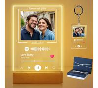 JoyJot Display personalizzato per brani Spotify con luce LED, cornice per foto personalizzata e set portachiavi, regalo romantico per coppia