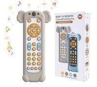 JoyJoyful Silicone Telecomando TV Neonato 6-9 Mesi, Gioco Musicale Bambini 1 Anno con Inglese/Francese/Spagnolo, Montessori Educativo (Bianco Koala)