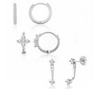 Joykee Orecchini da donna in oro 14 carati, 3 - 4 paia di orecchini a cerchio ipoallergenici 14 K, per più piercing, piccoli piccoli e impilabili, set di gioielli