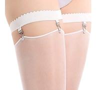 JOYKK 2Pz / Paia Anello Elastico Sexy Antiscivolo per Donna Giarrettiera per Coscia Reggicalze Autoreggenti con 3 Clip Accessori Costume Cosplay - 2# M