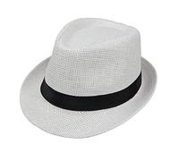 JOYKK Bambini Cappello di Paglia Summer Beach Jazz Panama Trilby Cappello Fedora Gangster cap Outdoor Cappelli Traspiranti Ragazzi Ragazze Sunhat - B # White