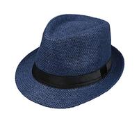JOYKK Bambini Cappello di Paglia Summer Beach Jazz Panama Trilby Cappello Fedora Gangster cap Outdoor Cappelli Traspiranti Ragazzi Ragazze Sunhat - H # Navy