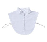 JOYKK Donne Dolci Rughe Volant Faux Collo Alto Sovrapposizione Maglione Bianco Mezza Camicia - Bianco