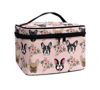 JoyLamoria Sacchetto cosmetico portatile della chiusura lampo di grande capacità della borsa di trucco di, Boston Bulldog, rosa
