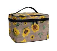 JoyLamoria Sacchetto cosmetico portatile della chiusura lampo di grande capacità della borsa di trucco di, Stampa Girasole Giallo