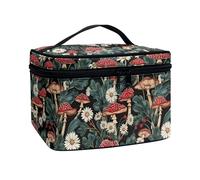 JoyLamoria Sacchetto cosmetico portatile della chiusura lampo di grande capacità della borsa di trucco di, Margherita ai funghi luminosi