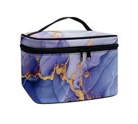 JoyLamoria Sacchetto cosmetico portatile della chiusura lampo di grande capacità della borsa di trucco di, Stampa Marmo Viola