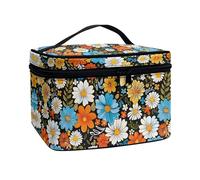 JoyLamoria Sacchetto cosmetico portatile della chiusura lampo di grande capacità della borsa di trucco di, Fiori floreali