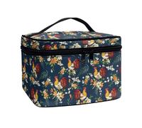 JoyLamoria Sacchetto cosmetico portatile della chiusura lampo di grande capacità della borsa di trucco di, Pollo Floreale