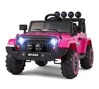JOYLDIAS - Camion per bambini con spazio di archiviazione, auto elettrica per bambini da 12 V con telecomando parentale 2,4 G, musica, Bluetooth, lettore MP3, luci LED, sospensione a molla, rosa