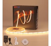 JOYLIT Striscia LED COB 12V 5 Metri Sensore di Movimento 320LEDs/M 3000K Bianco Caldo CRI 90+ Interno Uniformi Luce Nastri con Alimentatore e Sensore per Scale, Armadio, Cucina Sottopensile