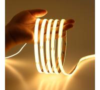JOYLIT Striscia LED COB 12V 6M 3000K Bianco Caldo da Interni CRI 90 | Dimmerabile, 320 LEDs/m Senza Puntini,Bianco Caldo,Tagliabile Ogni 5cm,Autoadesivo Strip LED per Cucina, Armadio(Solo Luce)