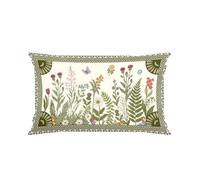 Joymaison Federe Cuscini Divano 30x50 set da 1 Botanico Floreale Vintage | Decorativa Copricuscini Giardino Fiori Primavera Estate Rustico Fiore Selvatico Farfalla Verde per Divano Soggiorno Esterno